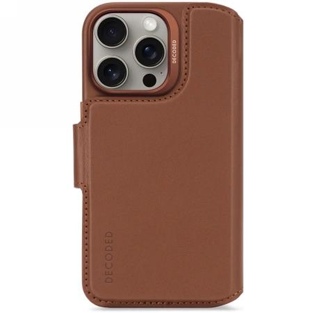 Hoesje iPhone 16 Pro - Agendaboek afneembaar, leder bruin
