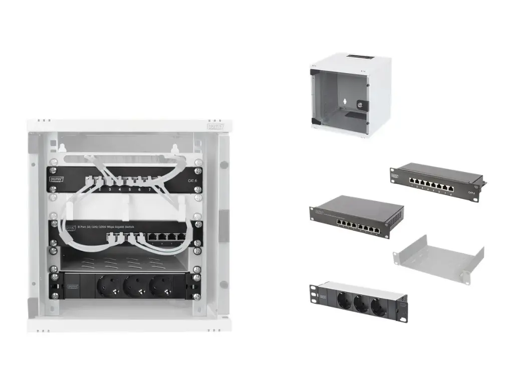 WandPatchkast 6U (10") - B=312 D=300 H=330 - "Kit met accessoires"