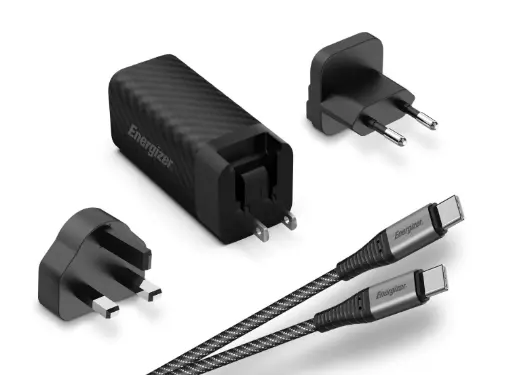 [A90MUC] Lader 220V - 90W - 1xUSB-C + 1 x USB-A reislader + met kabel USB-C (M) - USB-C (M) 2m Kevlar