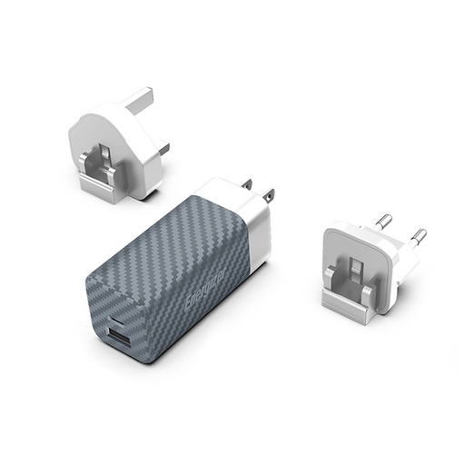 [A90MUC] Lader 220V - 90W - 1xUSB-C + 1 x USB-A reislader + met kabel USB-C (M) - USB-C (M) 2m Kevlar